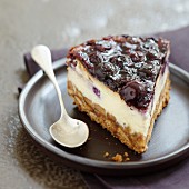 White chocolate and blueberry cheesecake
