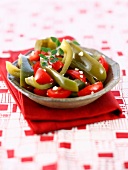 Tomato and pepper salad with coarse salt