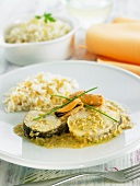 Cod with mussel sauce and basmati rice
