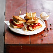 Chorizo and almond toasted appetizers