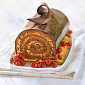 Christmas chocolate log cake