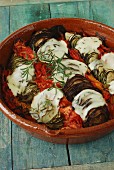 Vegetable Tian with mozzarella and rosemary
