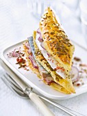 Marinated fish with caraway and crisp pastry mille-feuille