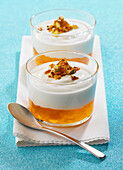 Greek yoghurt with orange marmelade and pistachios