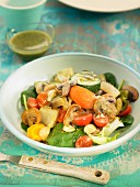 Sauteed vegetable salad :mushroom,zucchini,tomato and carrot
