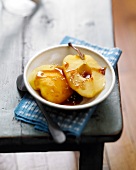 Stewed apple with caramel and sesame seeds