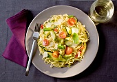 Spaghetti with zucchinis and cherry tomatoes