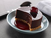 Chocolate tartlet with cherry puree