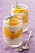 Blancmange with apricots and rosemary
