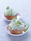 Cream cheese and cucumber tartlets