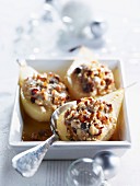 Oven-baked pears stuffed with dried fruit