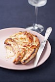 Veal chop in creamy sauce