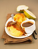 Roast pears with toffee sauce