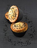 Black sesame seed and candied orange muffins