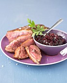 Duck magret with sour griotte cherry chutney