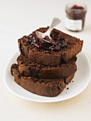 Chocolate and Kirsch cake with cherry jam