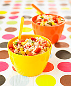 Rice salad with green and red peppers and sweet corn