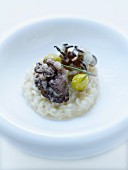 Risotto and light deep-fried mushrooms