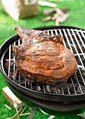 Beef chop on the barbecue outdoors