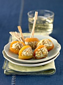 Apricots stuffed with roquefort and walnuts