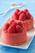 Individual raspberry mousse desserts