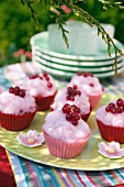 Cotton candy and redcurrant cupcakes