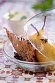 Stewed pears with star anise and gingerbread