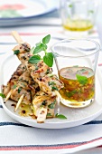 Rabbit and herb brochettes