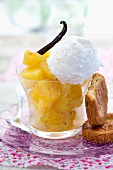 Vanilla-flavored pineapple with coconut ice cream