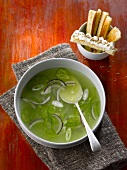 Cold red onion and cucumber soup
