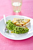 Fish with lettuce puree