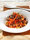 Red kidney beans with red peppers and tofu