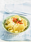 Parpadelle in creamy mozzarella sauce