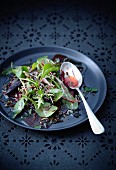 Black rice, beetroot and parmesan fancy salad