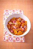 Sweet and salty carrot and radishes in grape fruit syrup salad