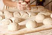 Dividing the dough into equal weight dough balls