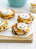 Goat's cheese on toasted hot cross buns