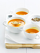 Cream of pumpkin soup with walnuts