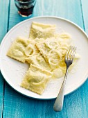 Four cheese and onion raviolis