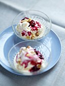 Yoghurt ice cream with griotte sour cherries and crunchy almonds