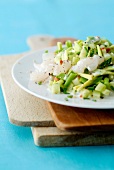 Cod ceviche with fresh herbs,cucumber and leeks