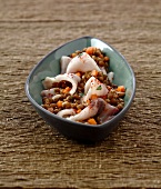 Swordfish ceviche and lentil salad