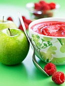 Green apple and raspberry compote