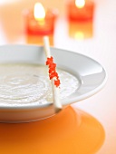 Cream of scallop soup with fish roe