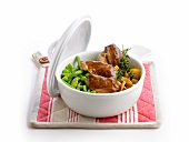 Lamb stew with vegetable fricassée