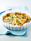 Vegetable and salmon tart