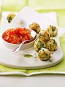Goat's cheese bites and crushed tomatoes