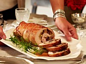 Rolled turkey breast with dried fruit