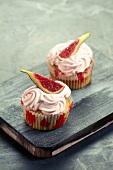 Muffins topped with raspberry mousse