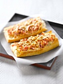 Diced bacon and cheese toasted open sandwich